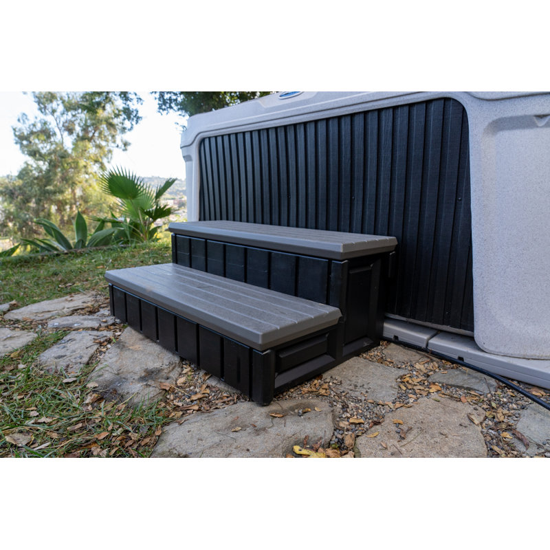 Deep Gray Weather-Resistant Two-Tier Spa Step for Hot Tub