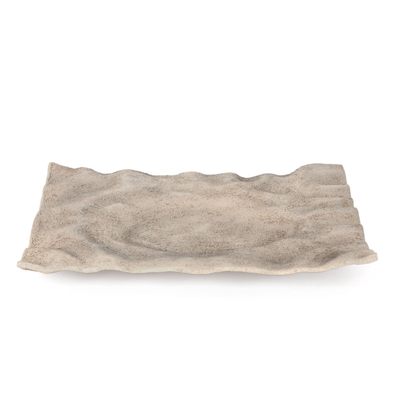Amaya Aluminum Decorative Tray, Mud, 2" H x 16" W x 16" D