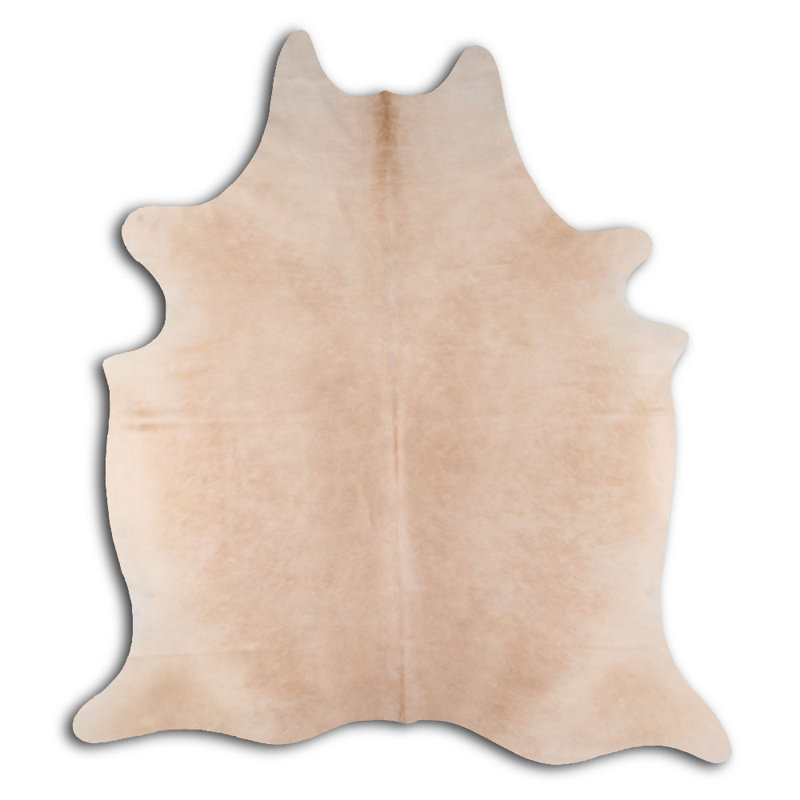 Custom Genuine Light Beige Cowhide Rug, Novelty 5'8" x 6'7"