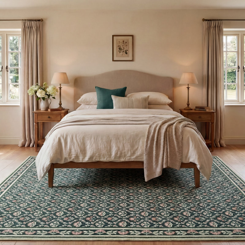 Laura Ashley Barrington Imagine Printed Chenille Rugs, Navy Multi, Rectangle 8' x 10'