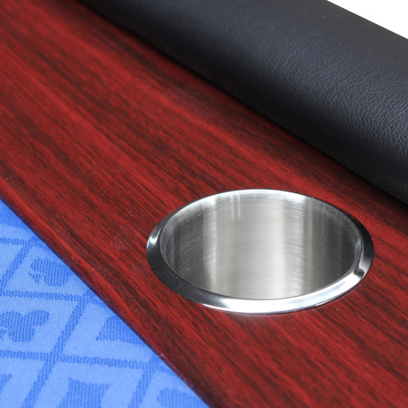 Table de poker pliable 96 po avec porte-gobelets en feutre en bois inoxydable, Bleu