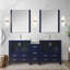 Bleu marine 72 po De meuble-lavabo double P 18,25 P avec armoire latérale, comptoir en céramique, structure en bois massif, fonctionnalité de fermeture en douceur, deux espaces de rangement intérieurs et sept tiroirs, comptoir-602206289