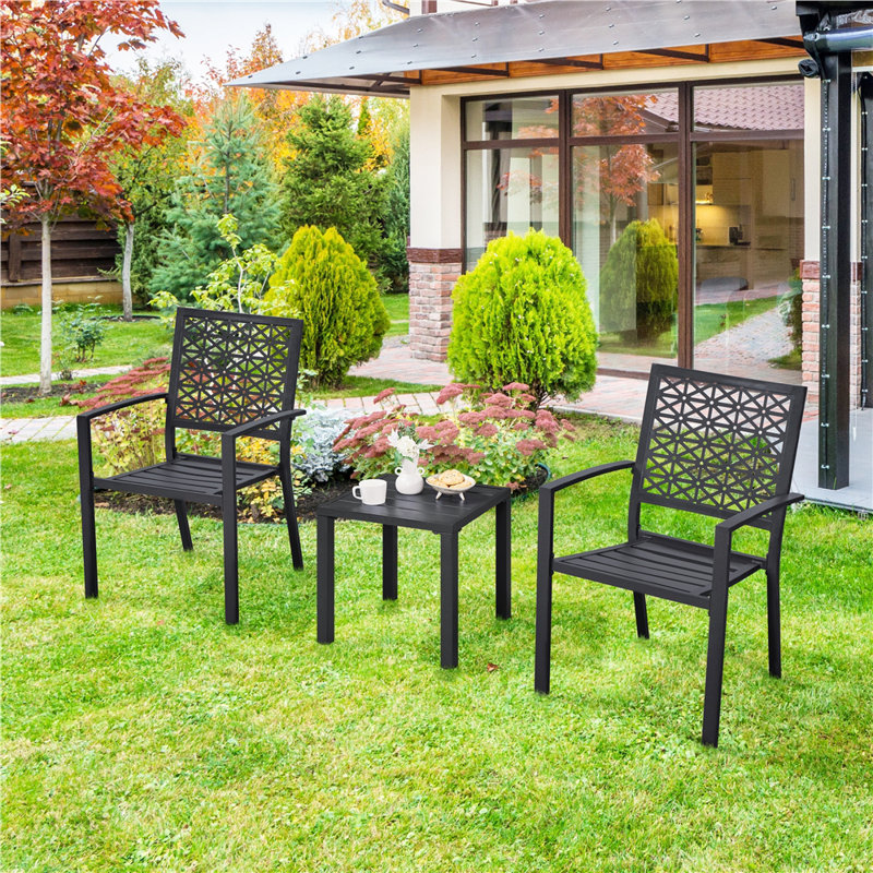 Black Metal Square Outdoor Side Table