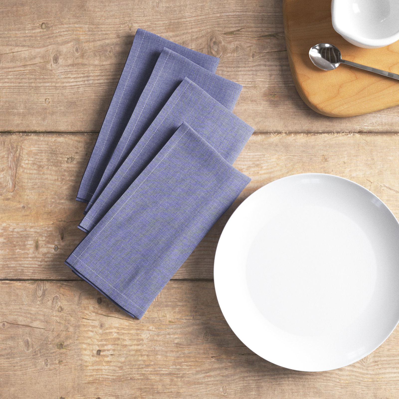Caron Reversible Cotton Napkin, Navy