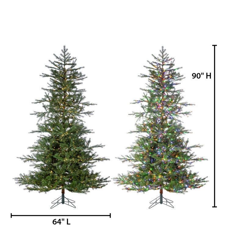 Lighted Artificial Pine Christmas Tree, 7.5' H