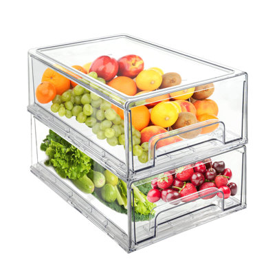 Ensemble de 2 paniers de rangement en plastique transparents pour tiroir
