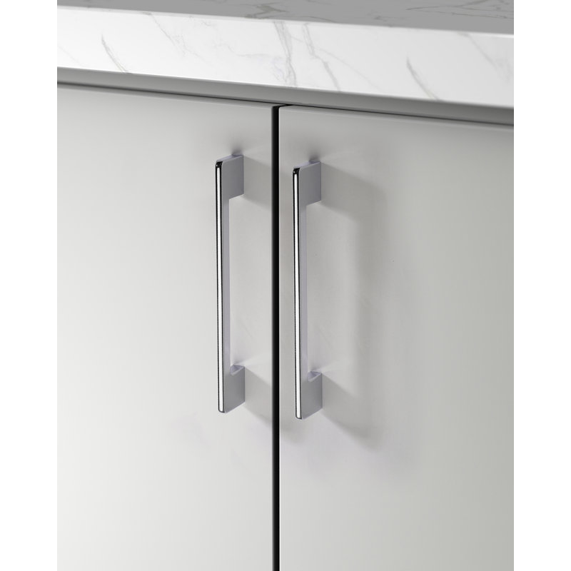 Slim Series 6-1/4 in. (160 mm) Centre-to-Centre Modern Polished Chrome Cabinet Handle/Pull (5-Pack), Chrome Plated