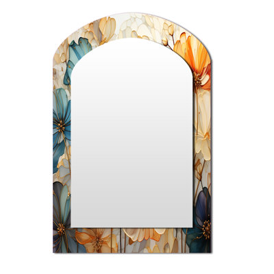 «Teal Orange Petal Mosaics II», miroir asymétrique Botanicals