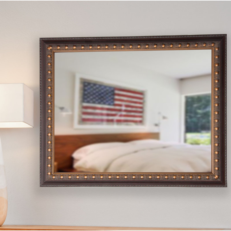 Solid Wood Flat Wall Mirror, 30" H x 34" W