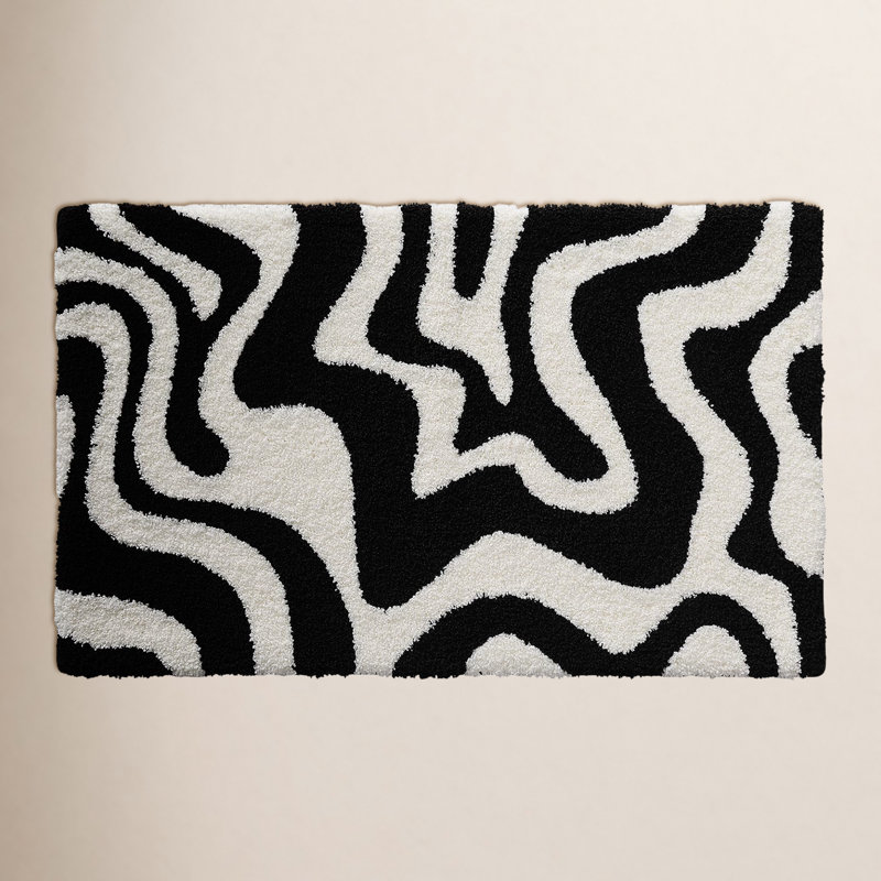 Tapis de bain antidérapant à motif zèbre, noir et blanc, 61 x 109 cm, en microfibre ultra douce, absorbante, à séchage rapide et lavable. Idéal pour le plancher de la salle de bain, la douche, le lavabo, la baignoire et le linge.