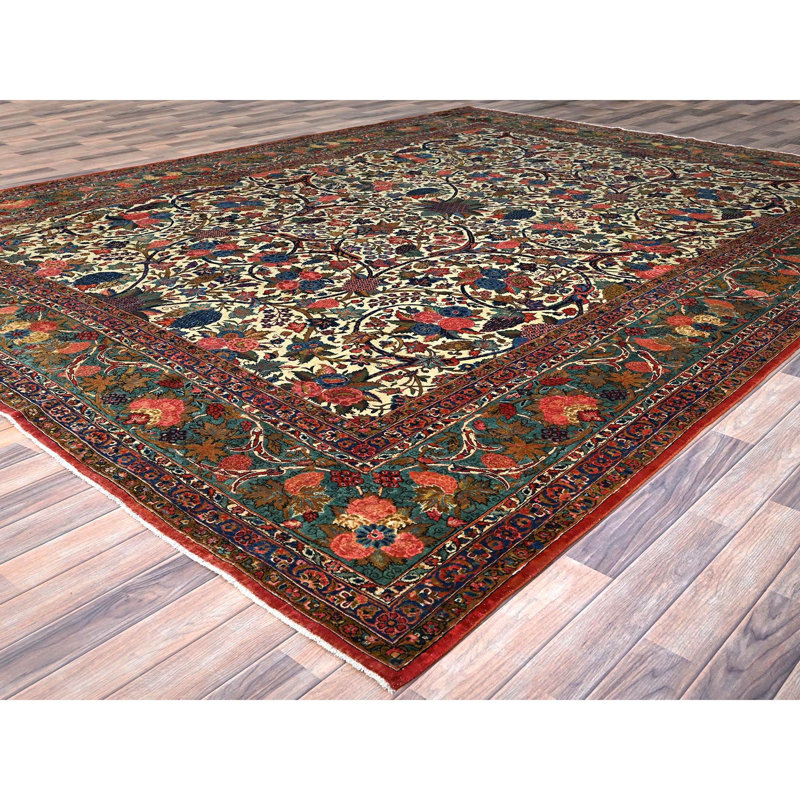 One-of-a-Kind 10'3" X 13'5" 1960s Wool Area Rug Ivory