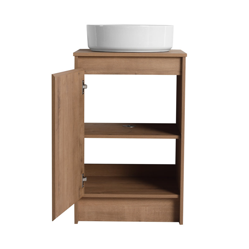 Ensemble de meuble-lavabo autoportant de 20 po avec lavabo en céramique, ensemble de meuble-lavabo sur pied avec 1 porte et 1 tablette réglable