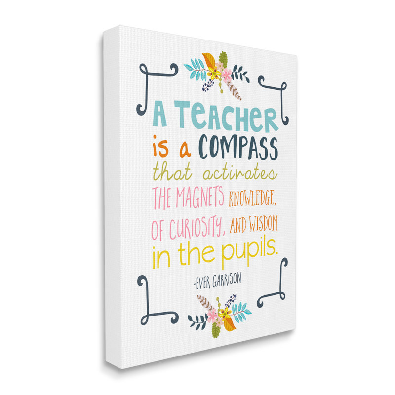 Teacher Is A Compass Motivational Quote Canvas Wall Art
