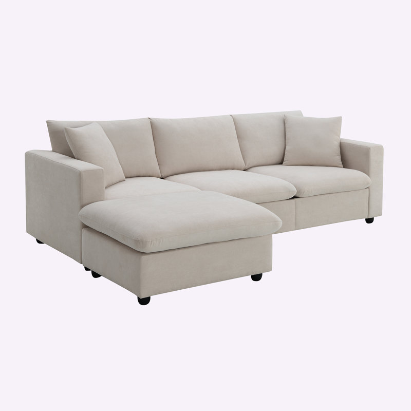 Canapé modulaire 3 pièces Khiyan, 100 % polyester beige