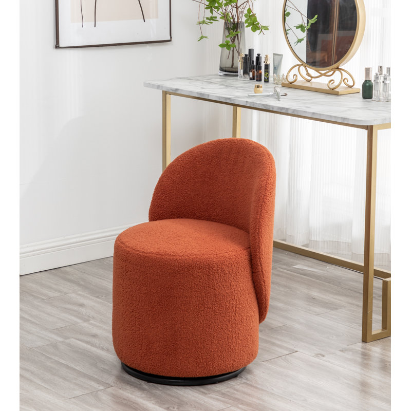 Annielise Upholstered Swivel Barrel Chair, Orange 100% Polyester