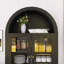 Grand garde-manger arqué cannelé avec tablettes réglables, rangement élégant avec tiroir caché et porte vitrée pour la cuisine, le salon, la salle à manger-1005795996