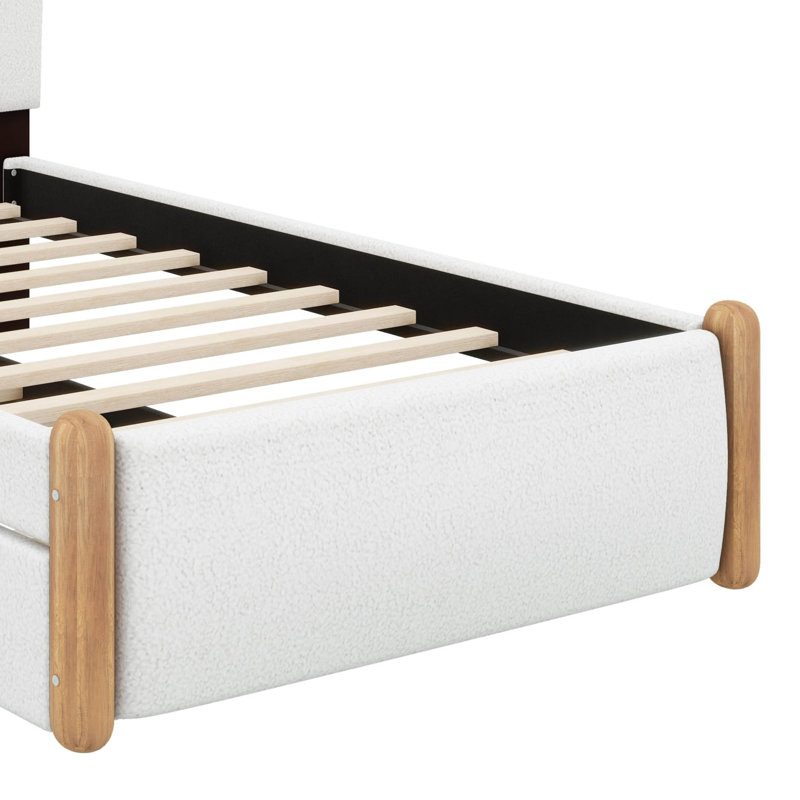 Pieds de lit en bois rembourrés, Lit simple, Blanc