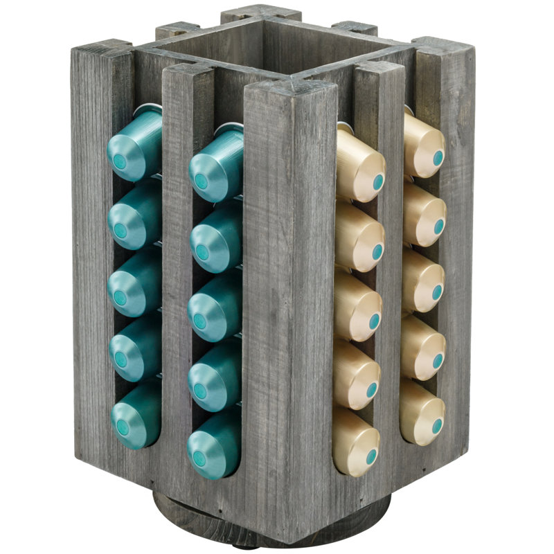 Porte-capsules de café rotatif en bois