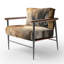 Fauteuil d'appoint rembourré abstrait brun et crème-1870513488