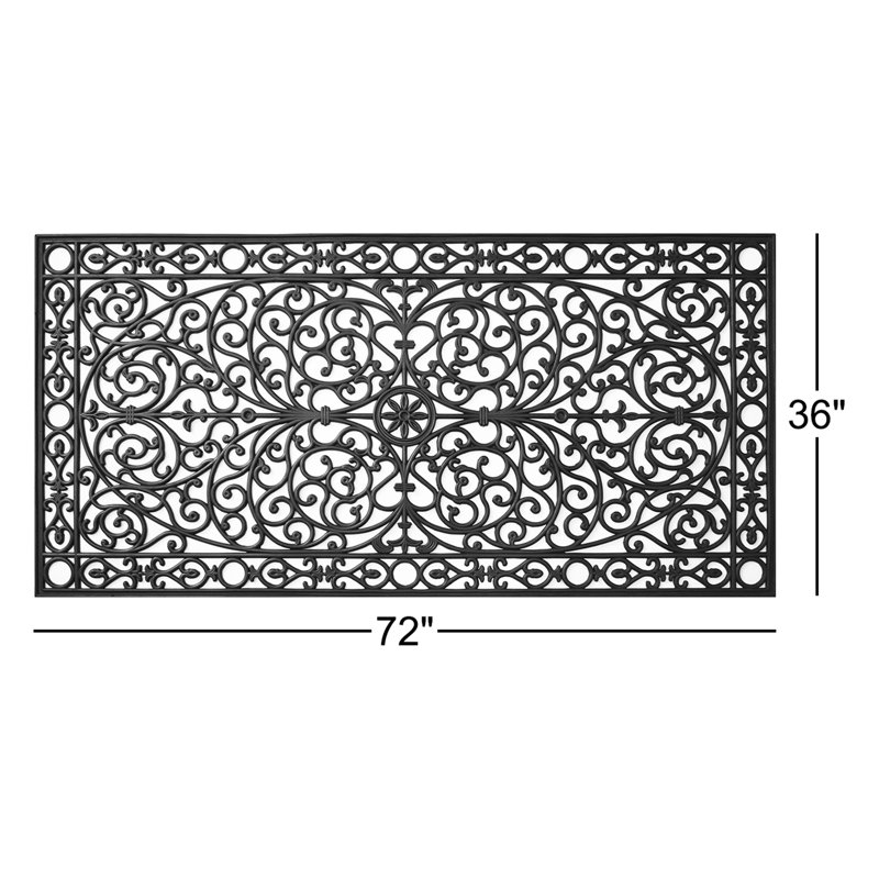 Tapis de porte d'extérieur antidérapant Schairer, L 72 po x L 36 po, Gris foncé