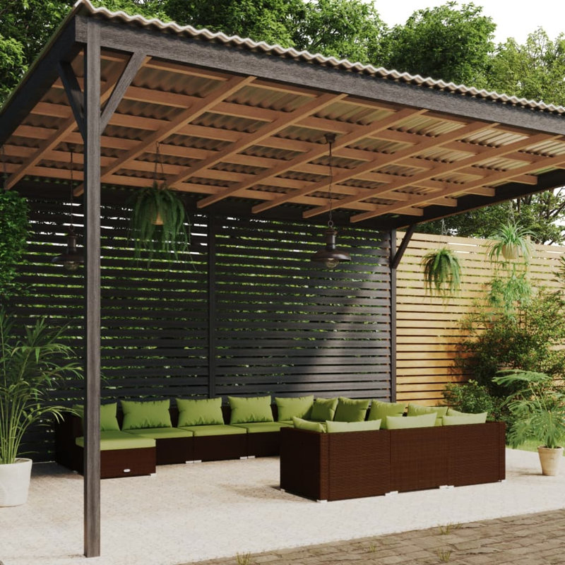Ensemble modulaire de patio carré de 27,6 po de largeur avec coussins, 11, Rouge cannelle, Brun