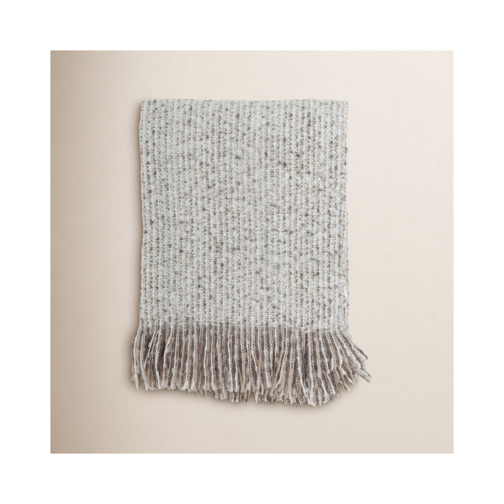Luma Acrylic Hand Woven Throw Blanket, Taupe/White/Charcoal