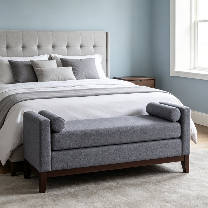 Banc rembourré Boucle, Gris clair