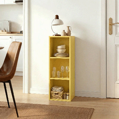 Bomeda 3-Tier Bookshelf Open Shelf Bookcase, Yellow (single unit)