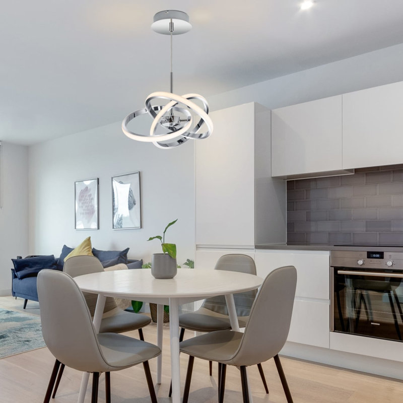 Ridgley 3 Ring Built-in, Integrated LED, Modern Asteroid Ceiling/Pendant Light- adjustable height, 39x39x34cm, 3 step dimming, 3,000K Neutral white