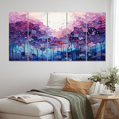 Gluck Indigo Dreams II - Abstract Landscape Canvas Print - 5 Equal Panels