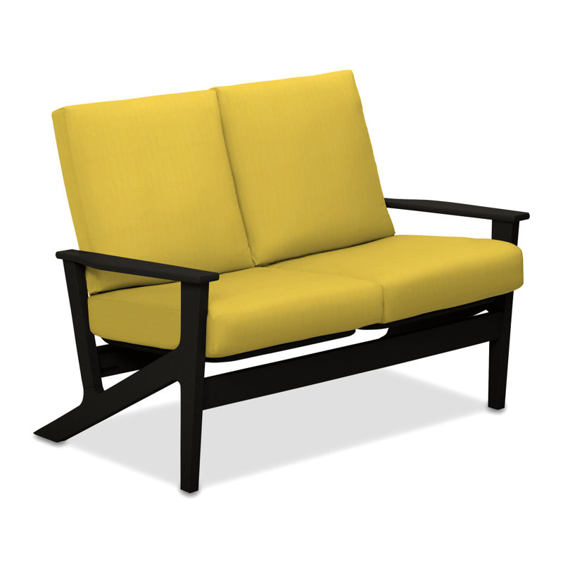 Chrisa 51.5'' Wide Loveseat with Cushions, Yellow, Textured Black