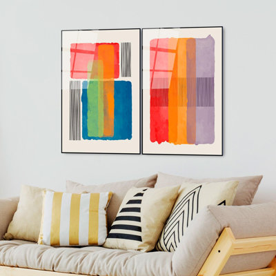 Superbes peintures décoratives en verre trempé (2 pièces), 17,7 po x 25,6 po | 100% verre trempé, épaisseur: 0,16 pouce | Impression de surface arrière résistante à la décoloration pour une vivacité durable | Art mural parfait pour la décoration de la maison et du bureau