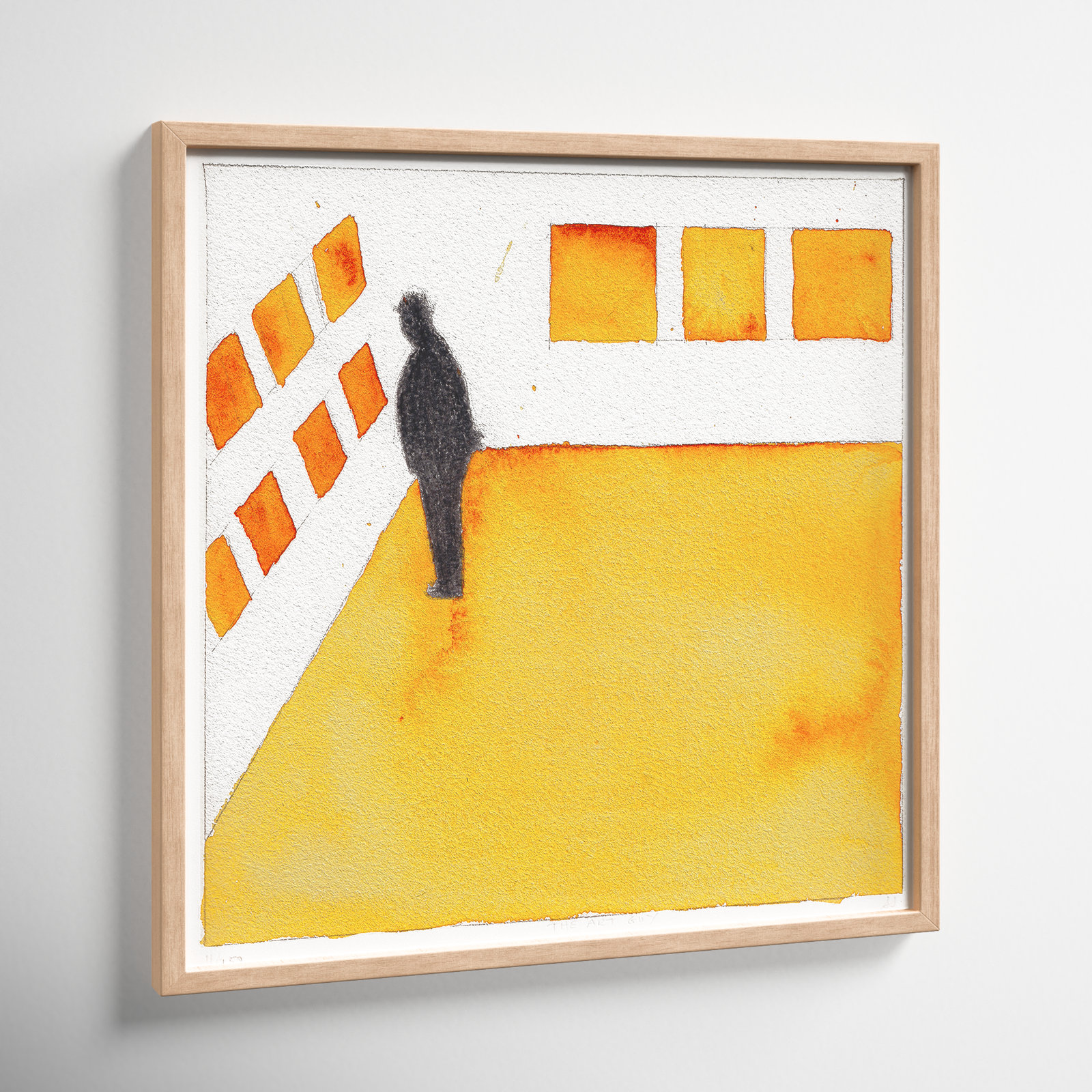 Art Guy by Simon Schneiderman, 16" H x 16" W, Maple Framed