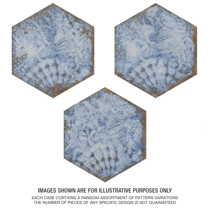 Gaudi Lux Hex 9" x 10" Porcelain Patterned Wall & Floor Tile, Marina