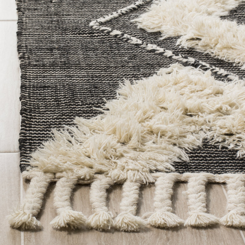 Isaacson Geometric Wool Hand Woven Area Rug, Rectangle 183 x 274 cm