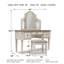 Ensemble coiffeuse avec tabouret et miroir Heraldas