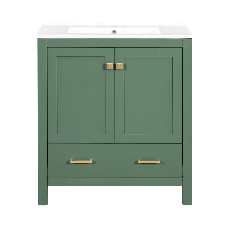 Armoire de salle de bain 30 po - Construction avec mécanisme de meuble-lavabo central moderne et fonctionnel, Vert