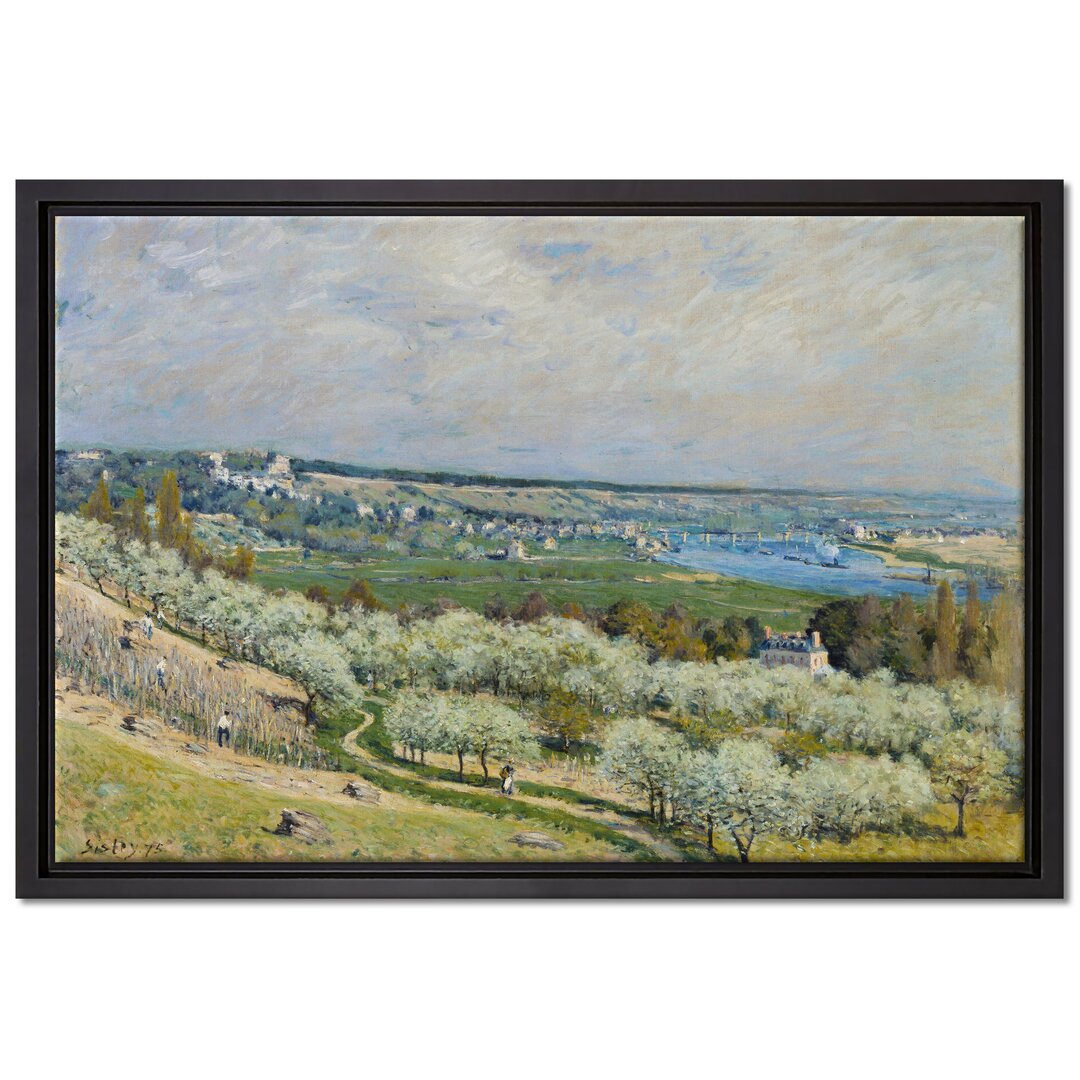 Gerahmtes Leinwandbild The Terrace in Saint-Germain Spring von Alfred Sisley