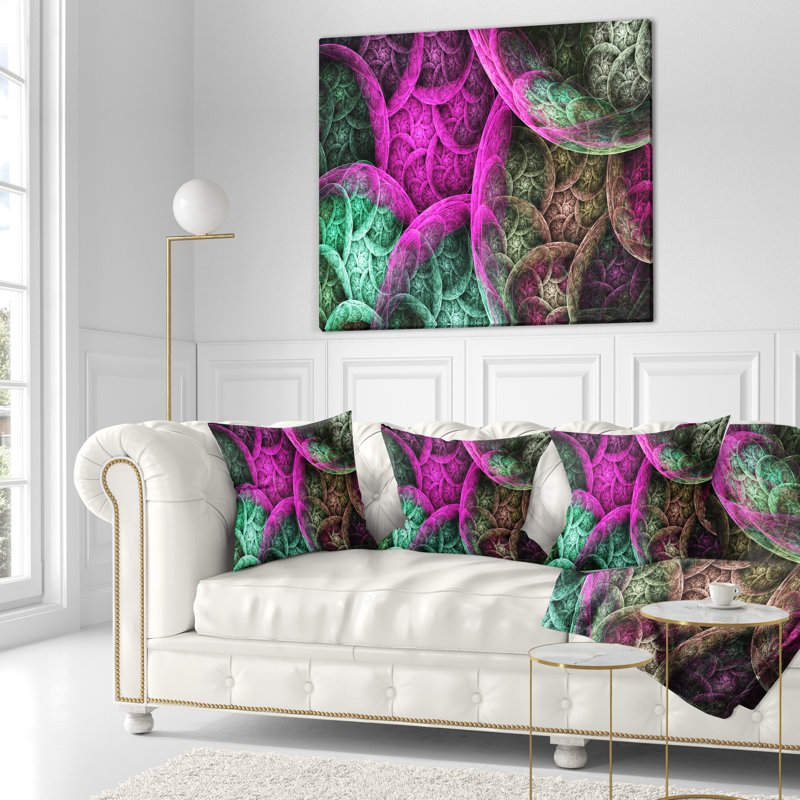 Dramatic Clouds - Coussin imprimé abstrait, 18 po x 18 po, Rose, Coussin décoratif