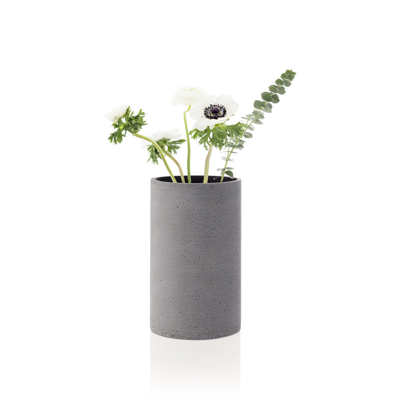 COLUNA Concrete Table Vase, 7.87" H x 4.72" W x 4.72" D, Dark Gray