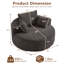 Fauteuil rond 55 po en velours côtelé pelucheux avec coussins décoratifs - gris-386146914