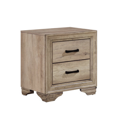 Table de chevet 2 chambres - Finition naturelle en stratifié et bois d'ingénierie avec tiroirs