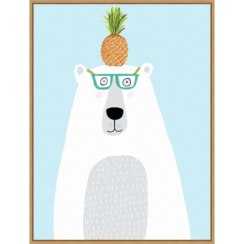 Reproduction sur toile encadrée « Ours polaire et ananas » de Khazeema