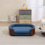 Lit pour chien surélevé de style scandinave avec pattes en bois massif et dossier en bois courbé, coussin en velours-123027821-123027829