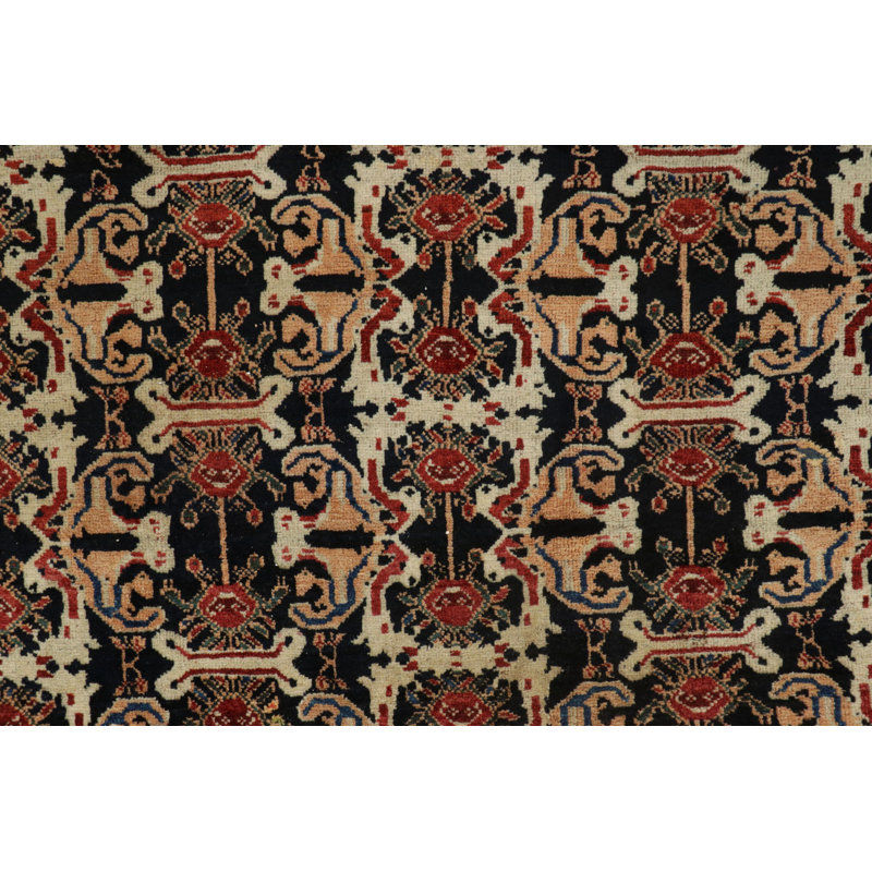 Antique  Lori Rug With Geometric All-Over Medallions In Black And Red