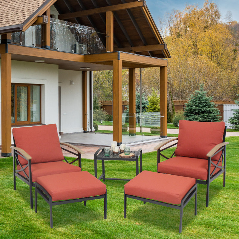 Demarrius 2 - Ensemble de conversation avec coussins pour 2 personnes, Rouge