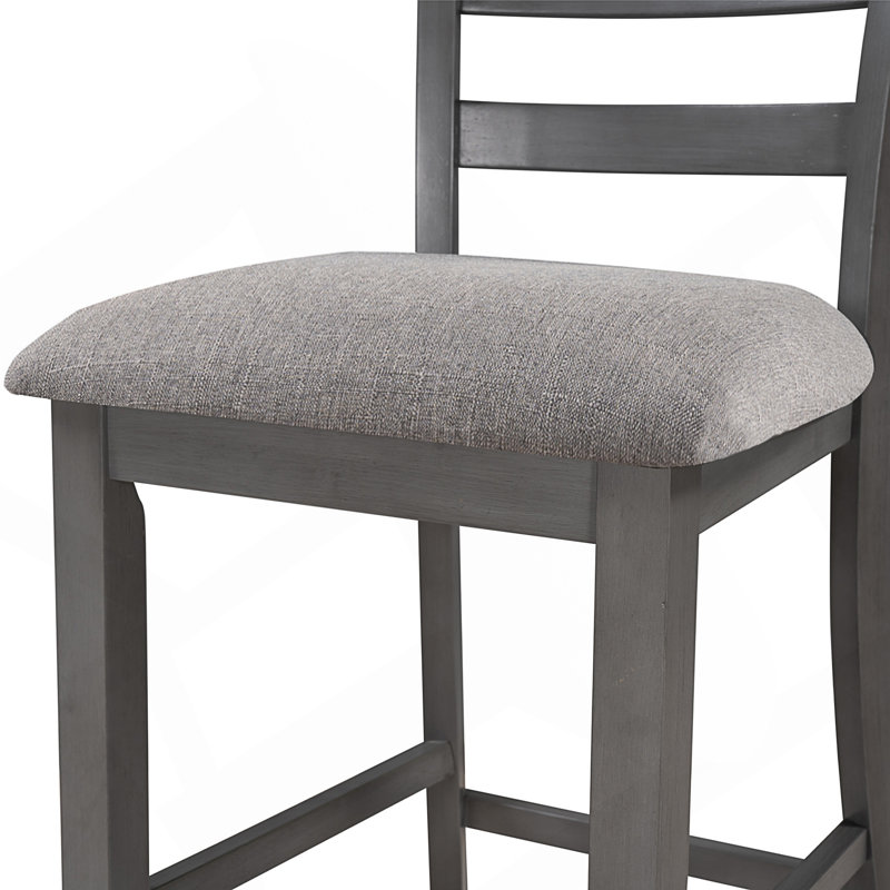 Ensemble de salle à manger 5 pièces à hauteur de comptoir en bois avec chaises rembourrées et étagères de rangement, Gris
