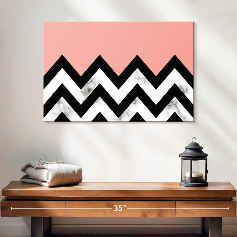 Avery abstrait zigzag contraste de marbre, H 16 po x l 24 po