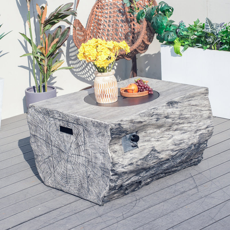 Table de foyer d'extérieur au gaz en béton Jose, Gris