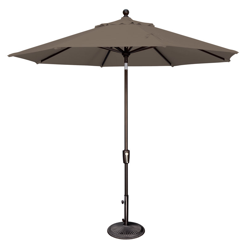 Parasol Market Sunbrella® 108 po Cannelle, Toile noire, Toile taupe
